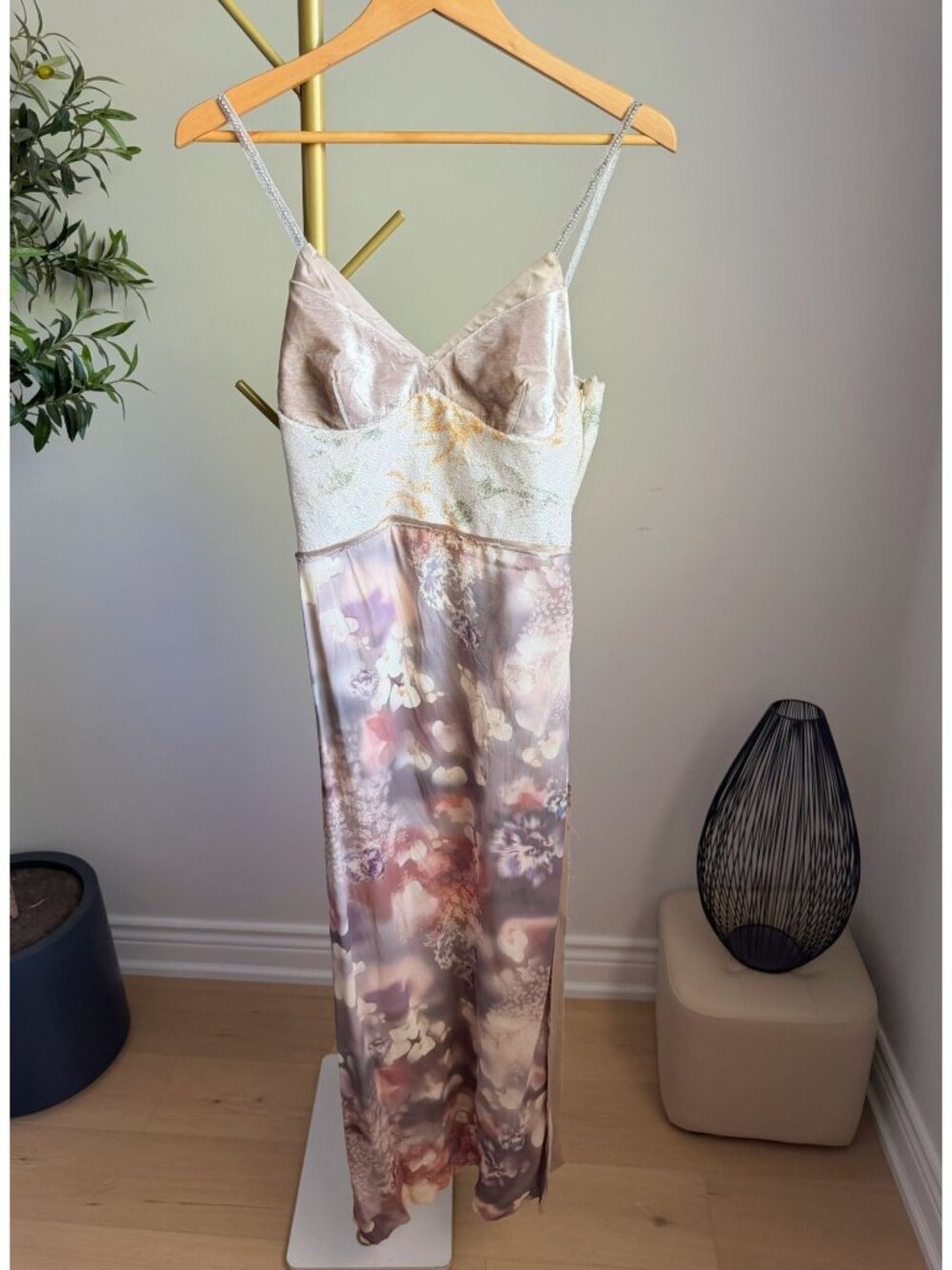 ZARA Limited Edition Velvet Sequin Floral Maxi Dress S - Picture 4 of 11
